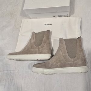 Vince Suede Ankle Boots in Taupe